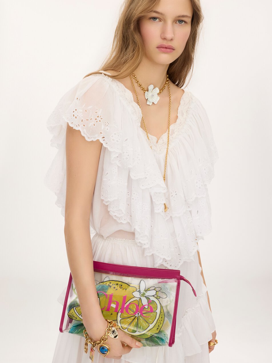 CHLOE Soleil zipped pouch in lemon-print jelly Radiant Yellow