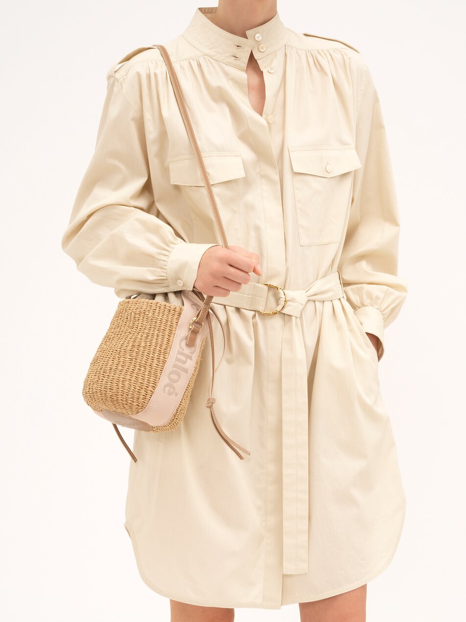 CHLOE Small Woody basket in natural fibers Blushy Beige