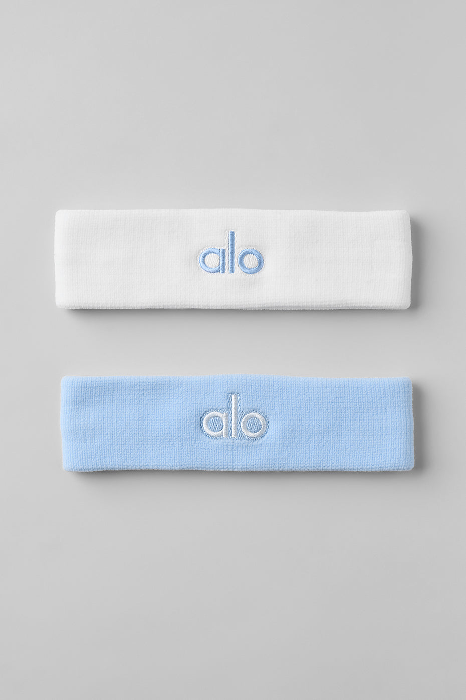 alo Glow Sweatband (2-Pack) - Seashell Blue/White