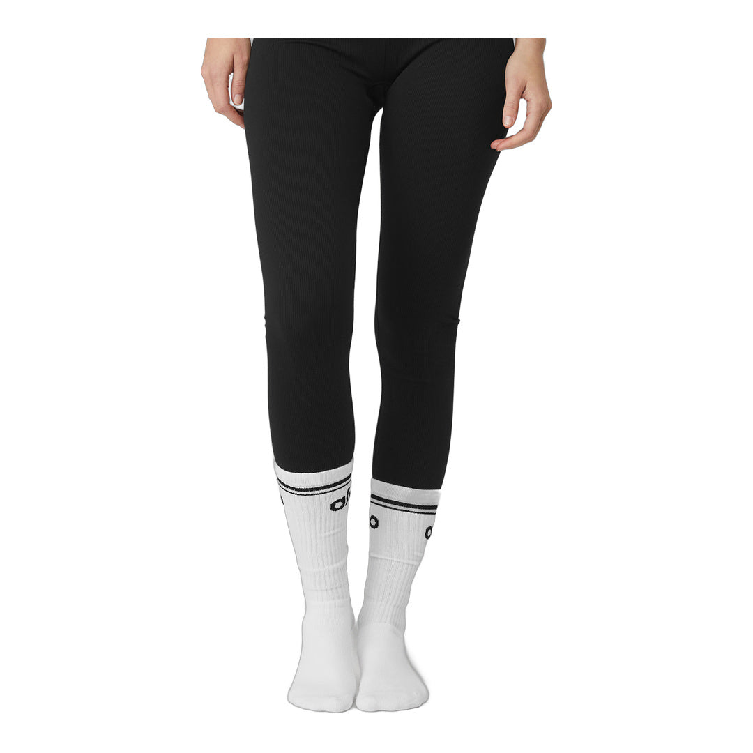 alo Women's Throwback Barre Sock - White/Black
