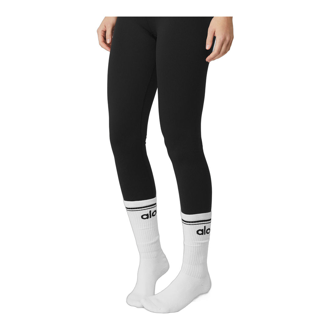 alo Women's Throwback Barre Sock - White/Black