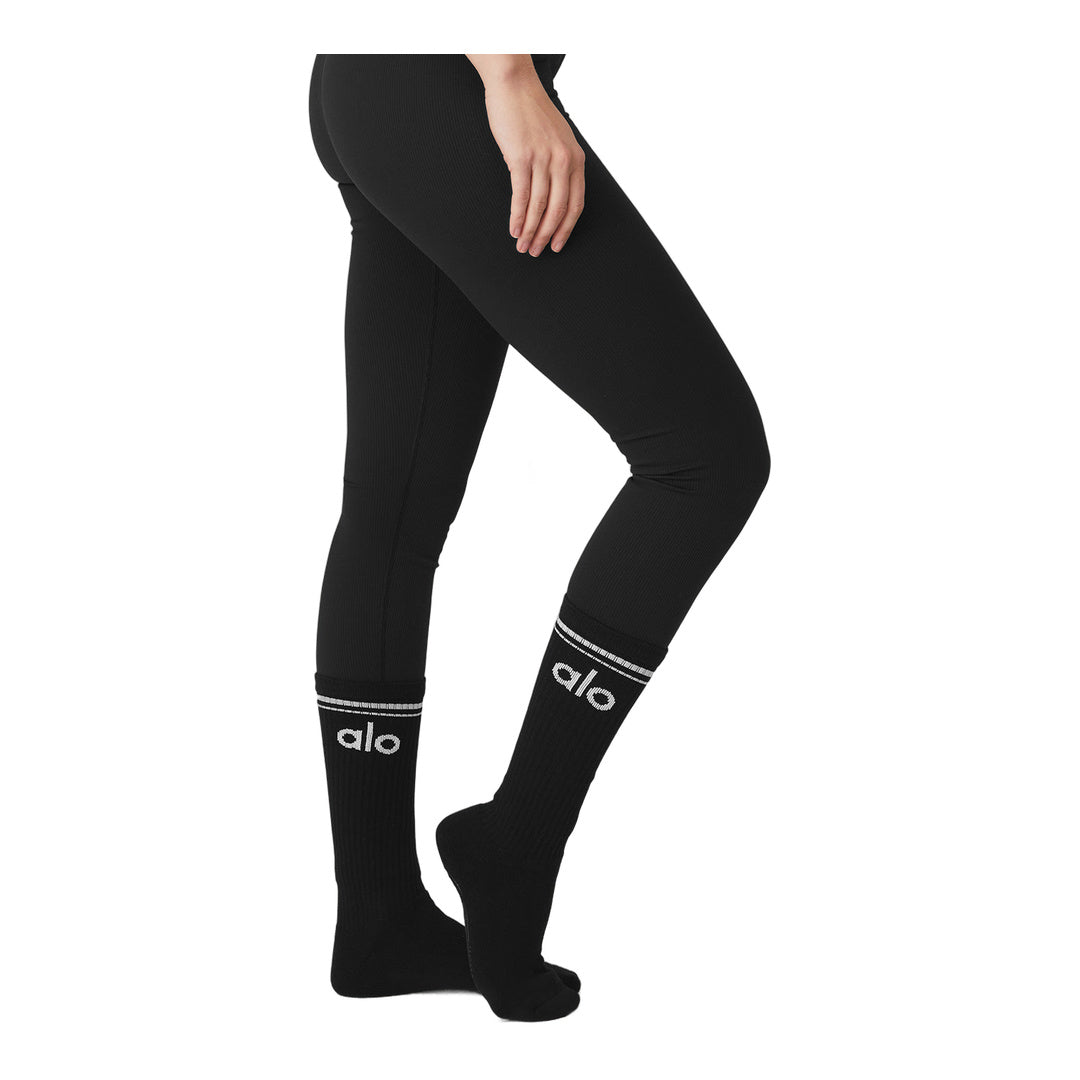 alo Women's Throwback Barre Sock - Black/White