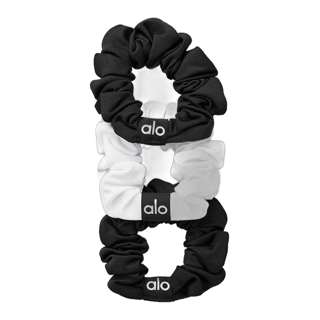 alo Fresh Mini Scrunchie (3-Pack) - Black/White