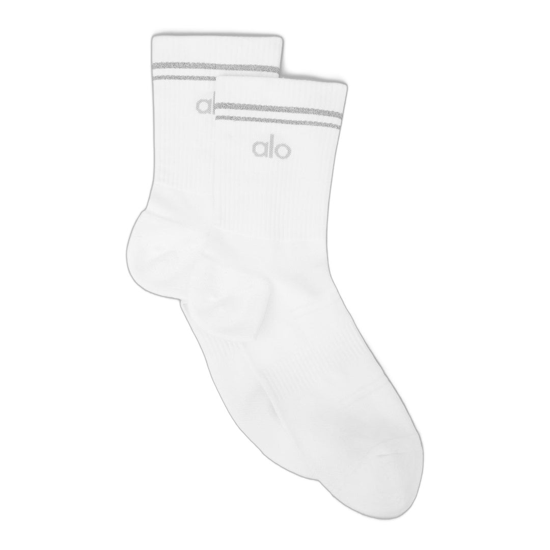 alo Unisex Half-Crew Performance Sock - White