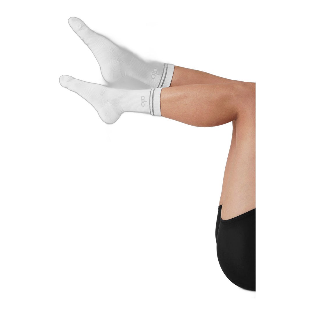 alo Unisex Half-Crew Performance Sock - White