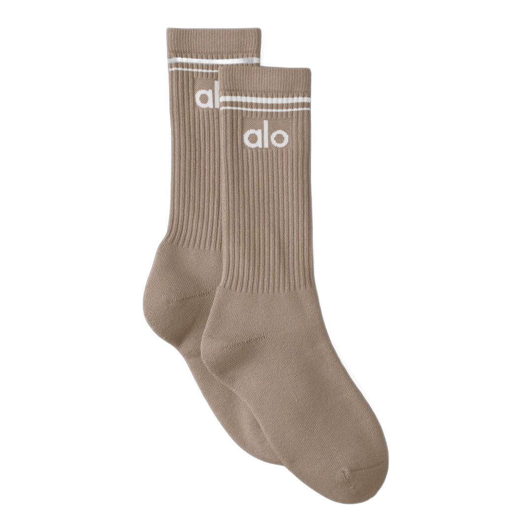 alo Unisex Throwback Sock - Gravel/White