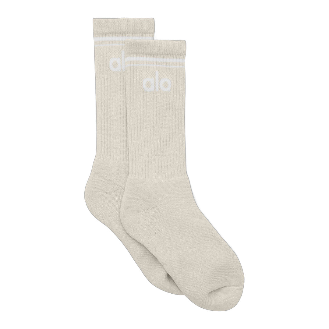 alo Unisex Throwback Sock - Bone/White