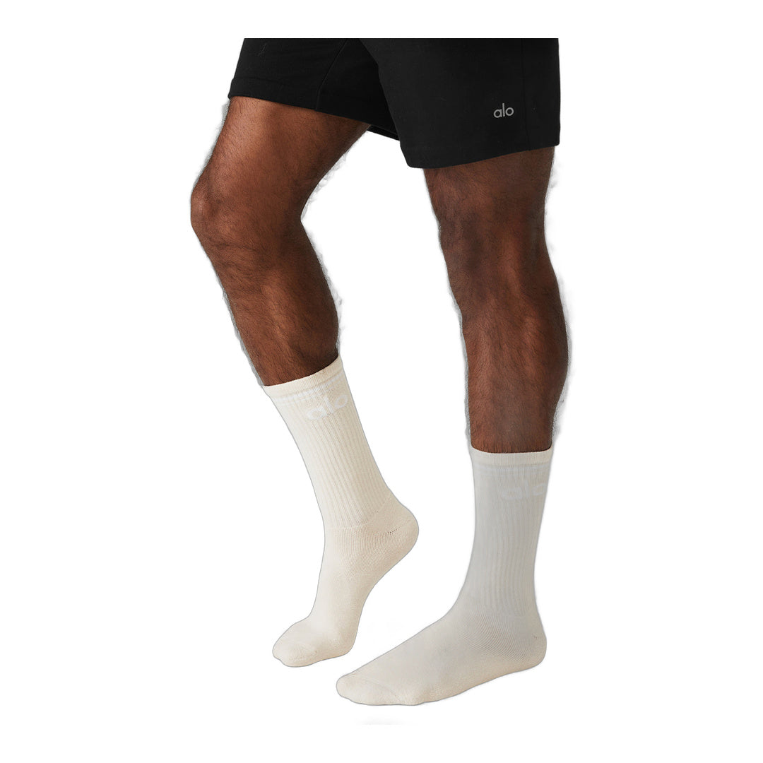 alo Unisex Throwback Sock - Bone/White