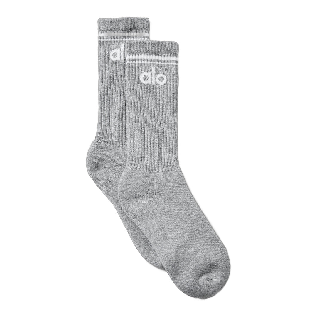 alo Unisex Throwback Sock - Athletic Heather Grey/White