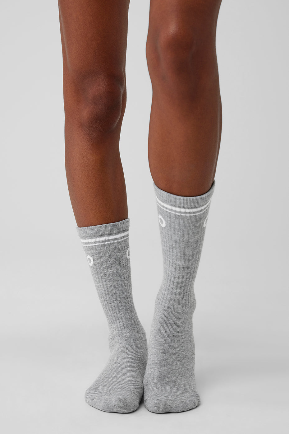 alo Unisex Throwback Sock - Athletic Heather Grey/White