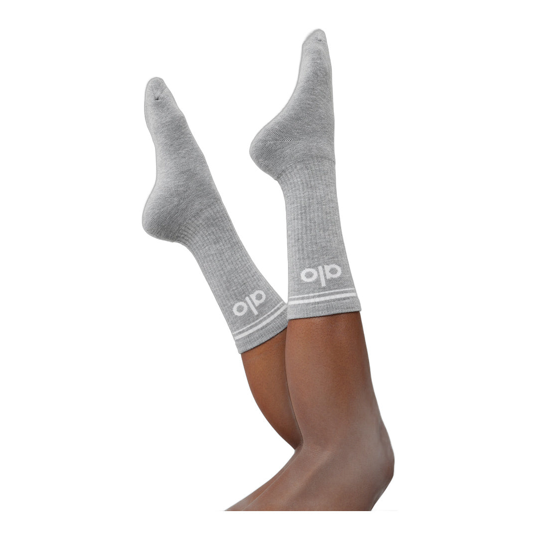 alo Unisex Throwback Sock - Athletic Heather Grey/White