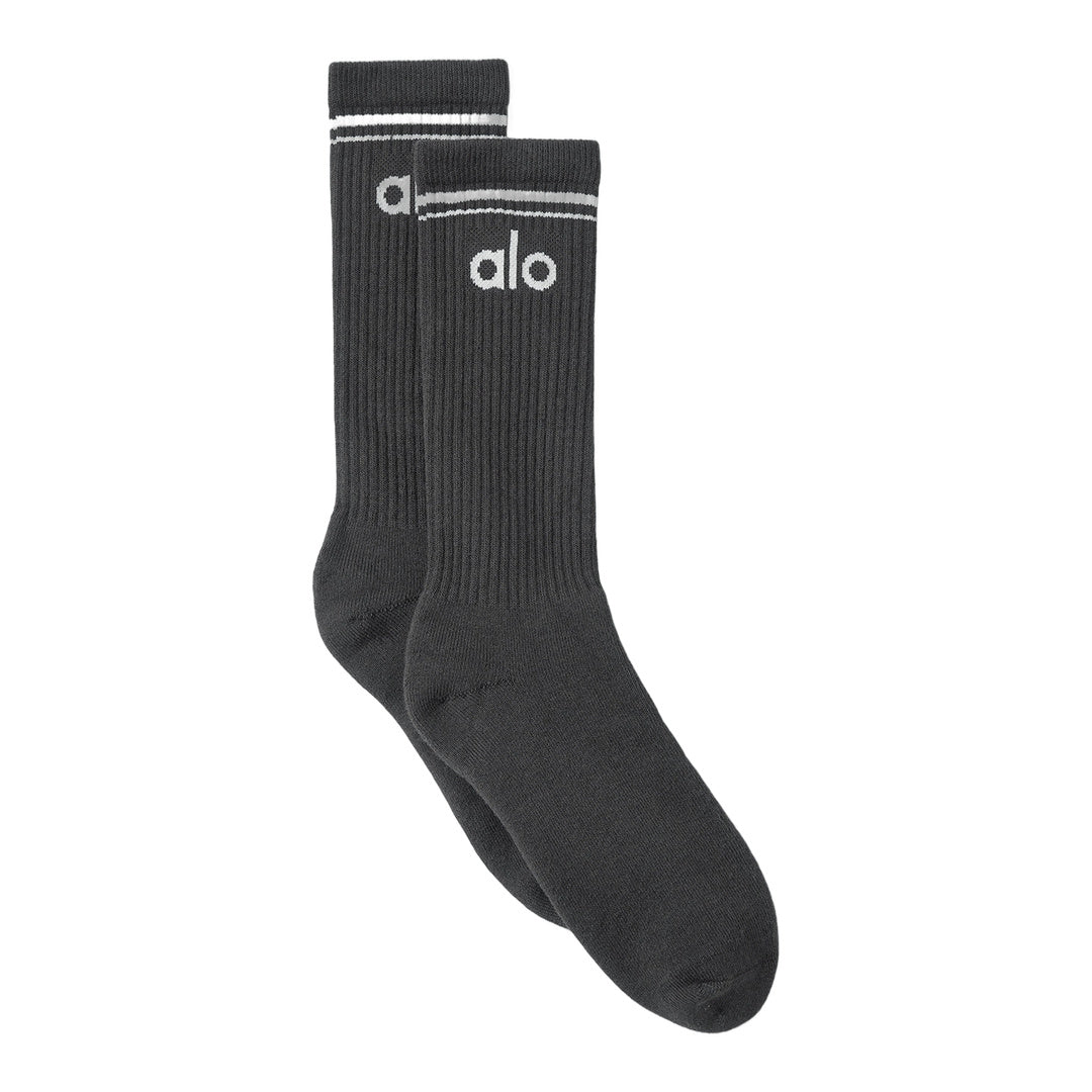 alo Unisex Throwback Sock - Anthracite/White