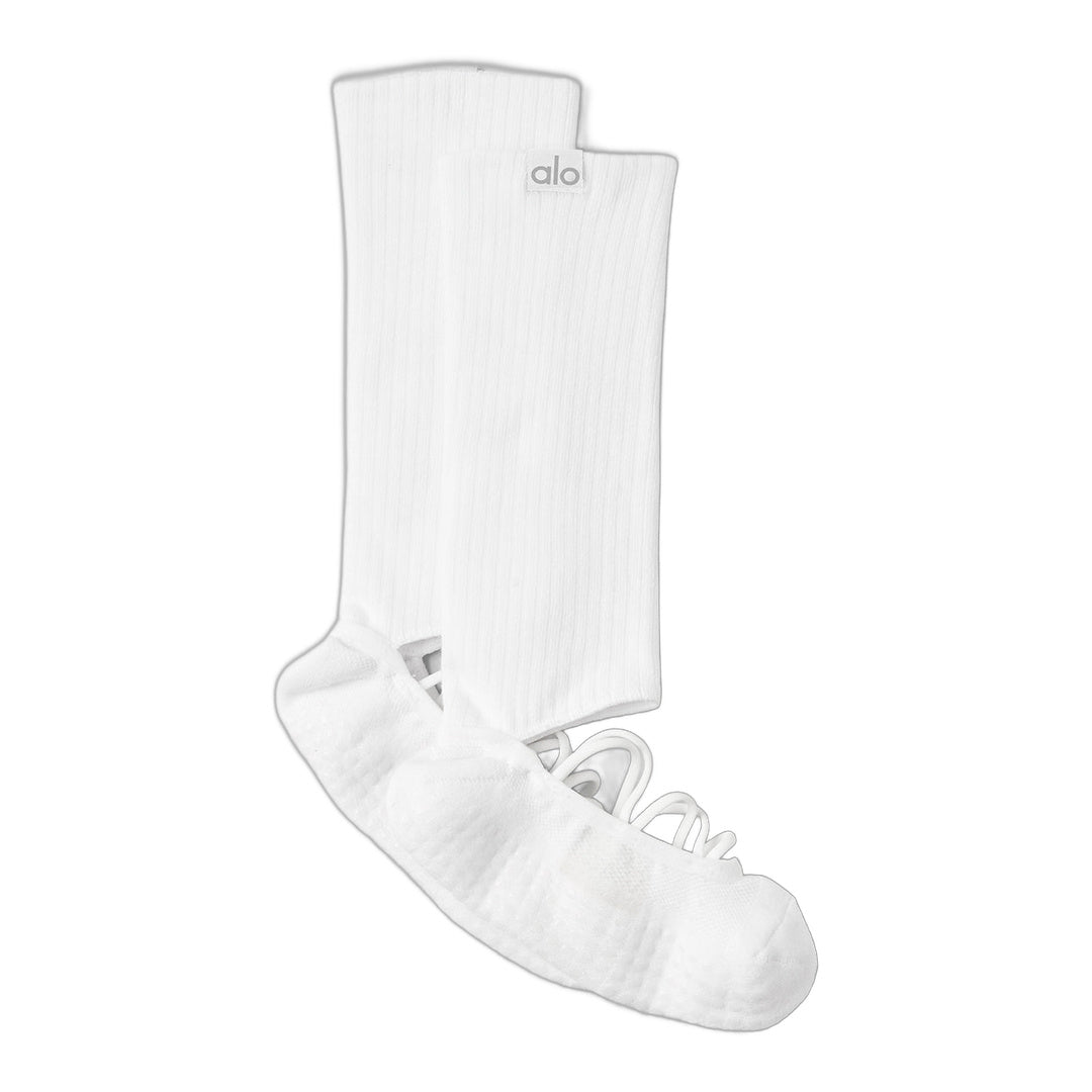 alo Women's Strappy Siren Grip Sock - White
