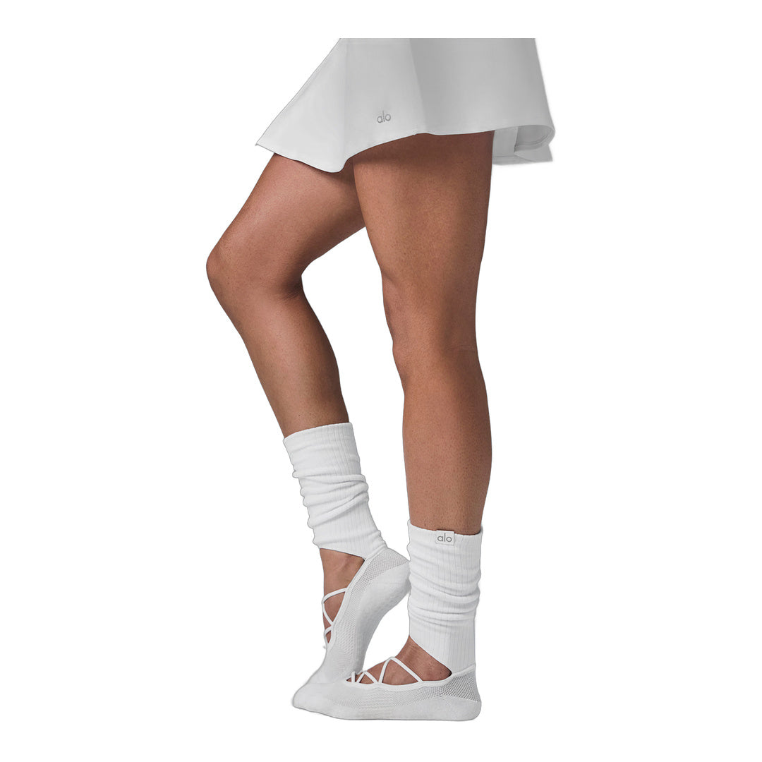 alo Women's Strappy Siren Grip Sock - White