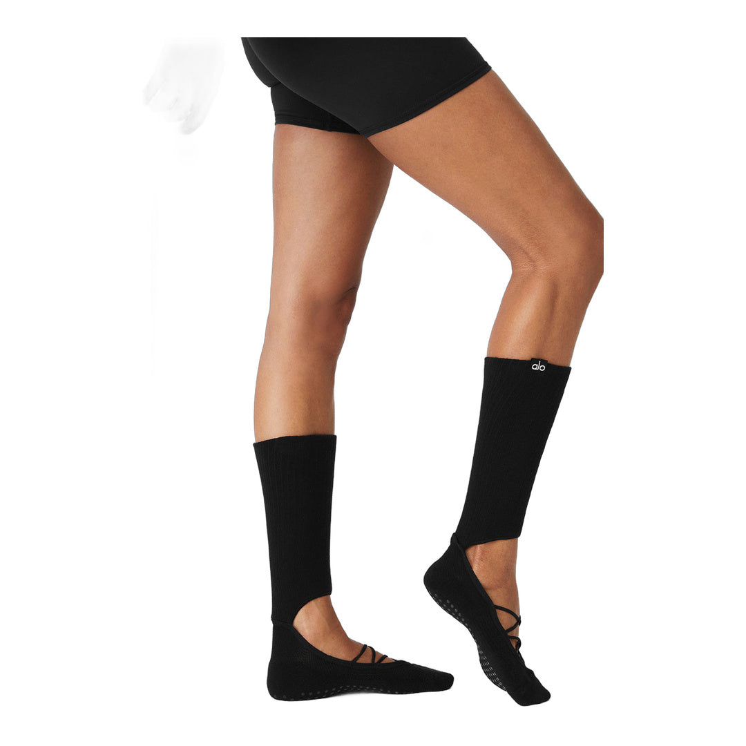alo Women's Strappy Siren Grip Sock - Black