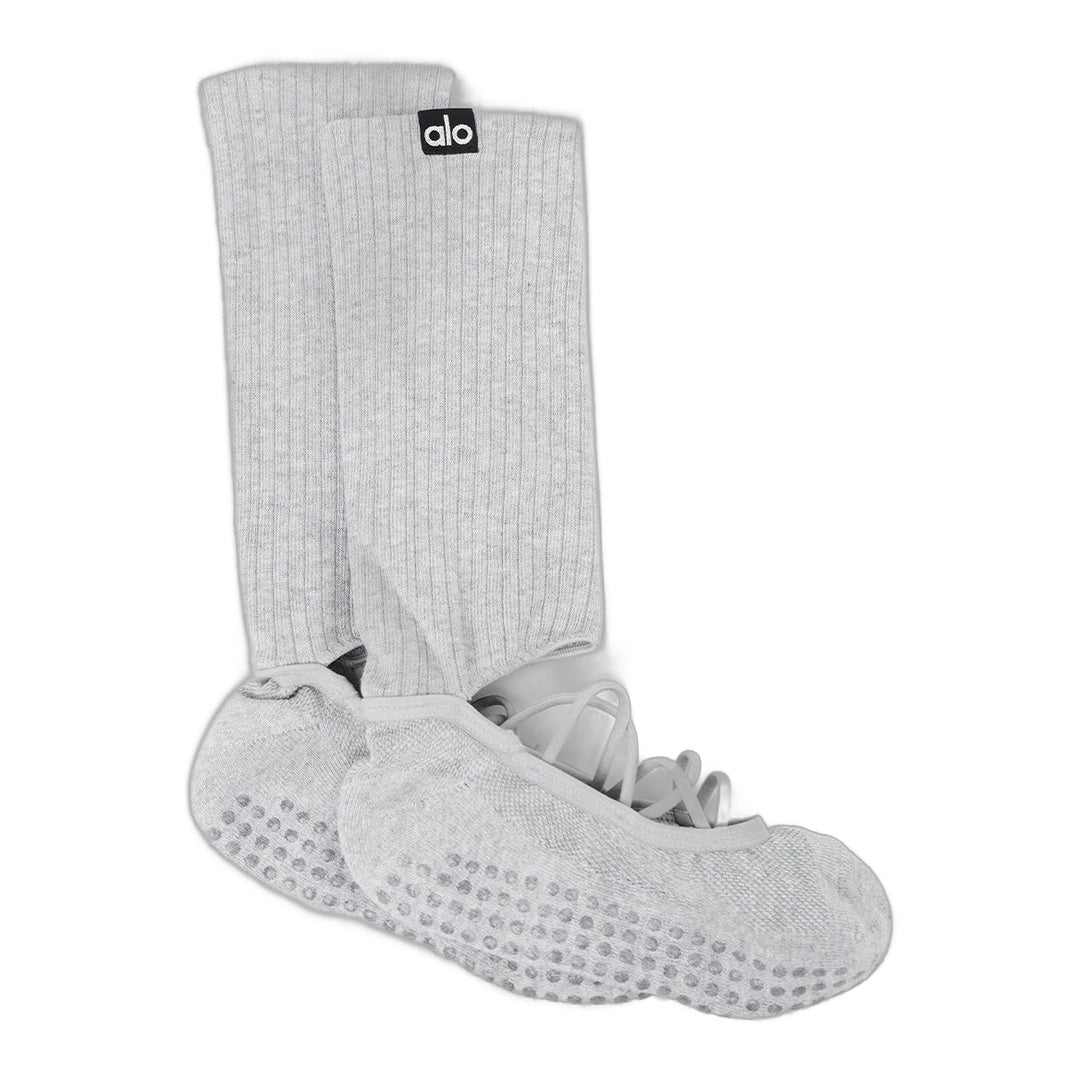 alo Women's Strappy Siren Grip Sock - Athletic Heather Grey