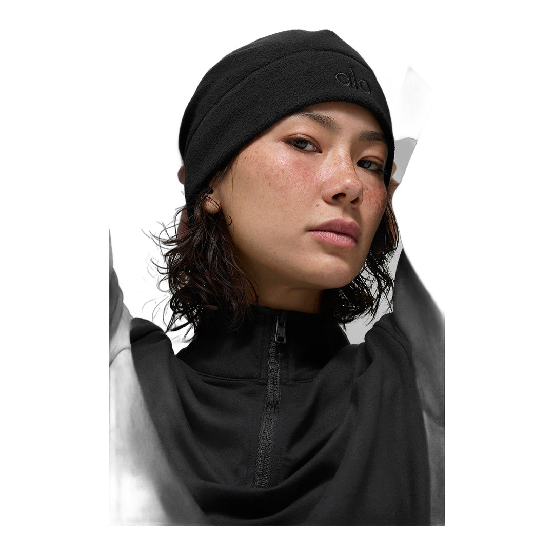 alo Performance Fleece Beanie - Black/Black