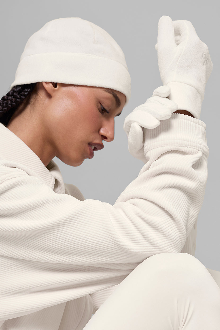 alo Performance Fleece Glove - Ivory/Ivory