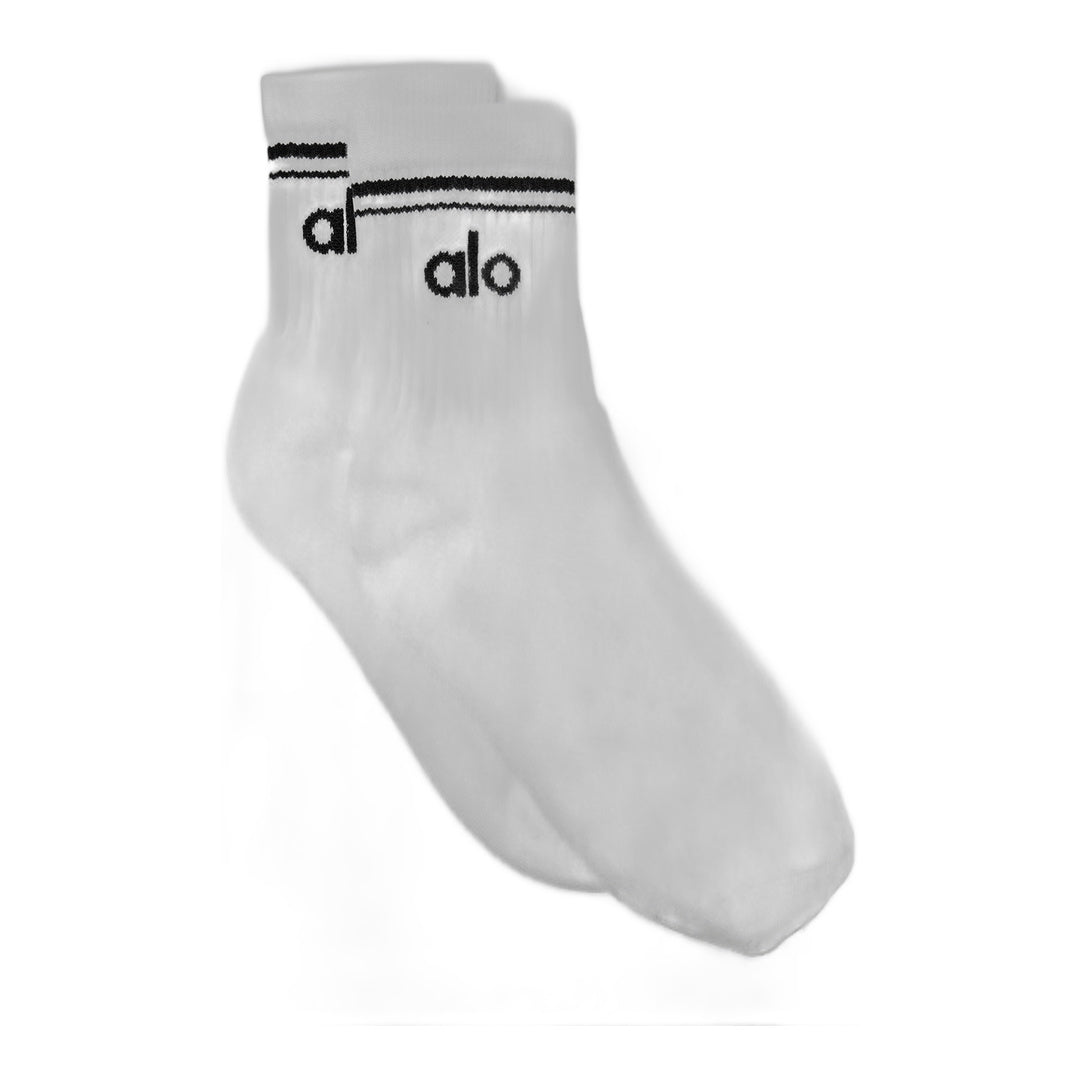 alo Unisex Half-Crew Throwback Sock - White/Black