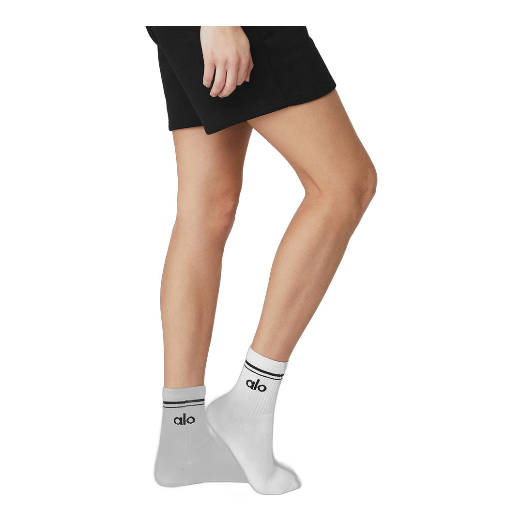 alo Unisex Half-Crew Throwback Sock - White/Black
