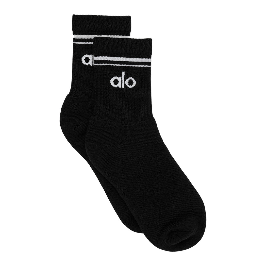 alo Unisex Half-Crew Throwback Sock - Black/White