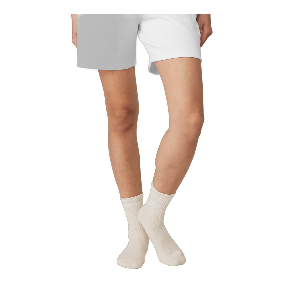 alo Unisex Half-Crew Throwback Sock - Bone/White