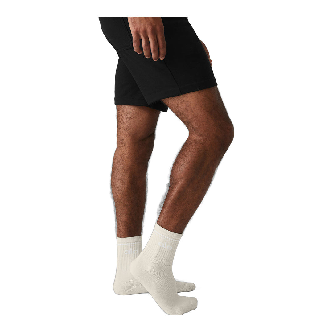alo Unisex Half-Crew Throwback Sock - Bone/White