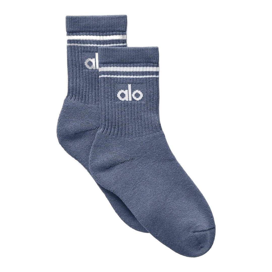 alo Unisex Half-Crew Throwback Sock - Bluestone/White