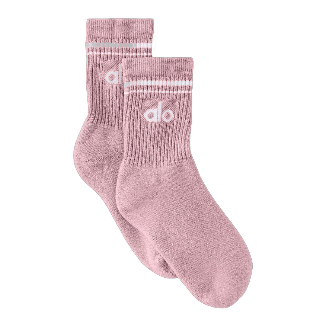 alo Unisex Half-Crew Throwback Sock - Vintage Pink/White