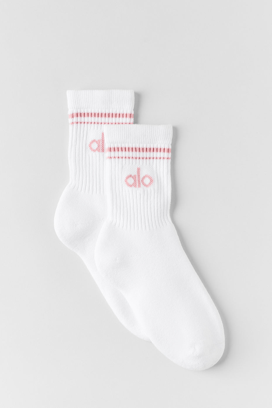 alo Unisex Half-Crew Throwback Sock - White/Vintage Pink