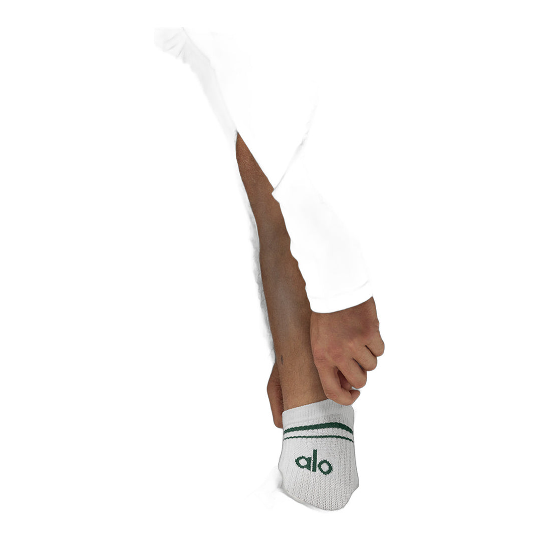 alo Unisex Half-Crew Throwback Sock - White/Clover Green