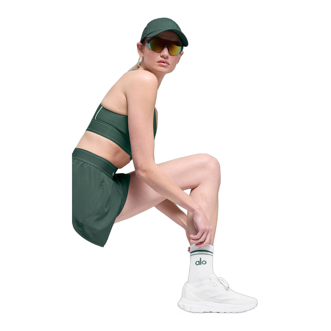 alo Unisex Half-Crew Throwback Sock - White/Clover Green