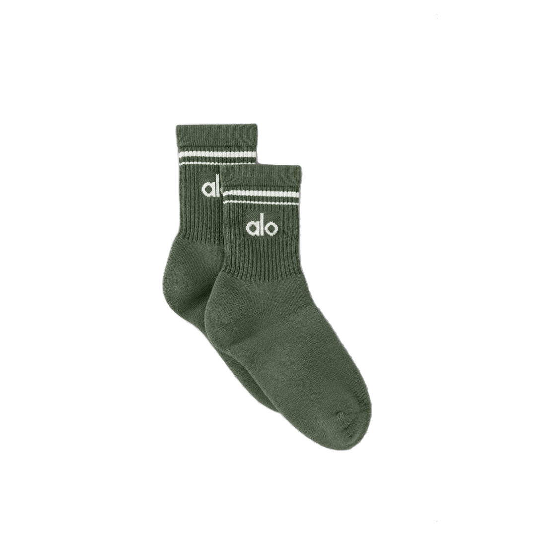 ALO Unisex Half-Crew Throwback Sock - Bamboo Green/White