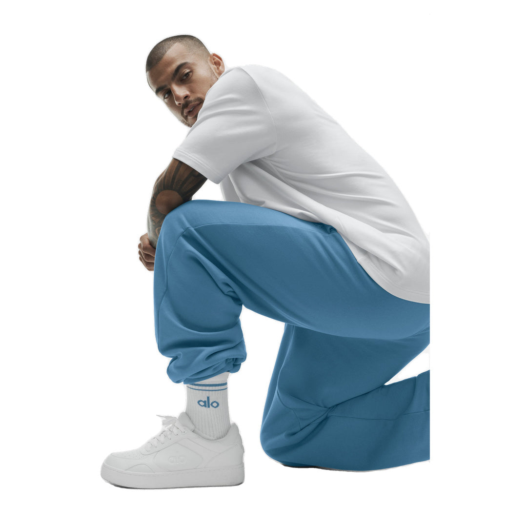 ALO Unisex Half-Crew Throwback Sock - White/California Blue