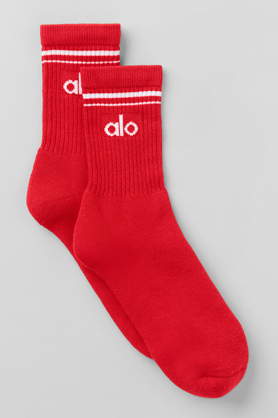 alo Unisex Half-Crew Throwback Sock - Bright Red/White