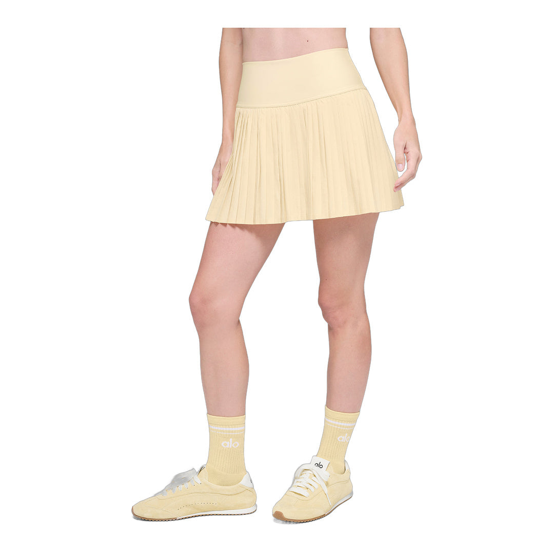 alo Unisex Half-Crew Throwback Sock - Candlelight Yellow/White
