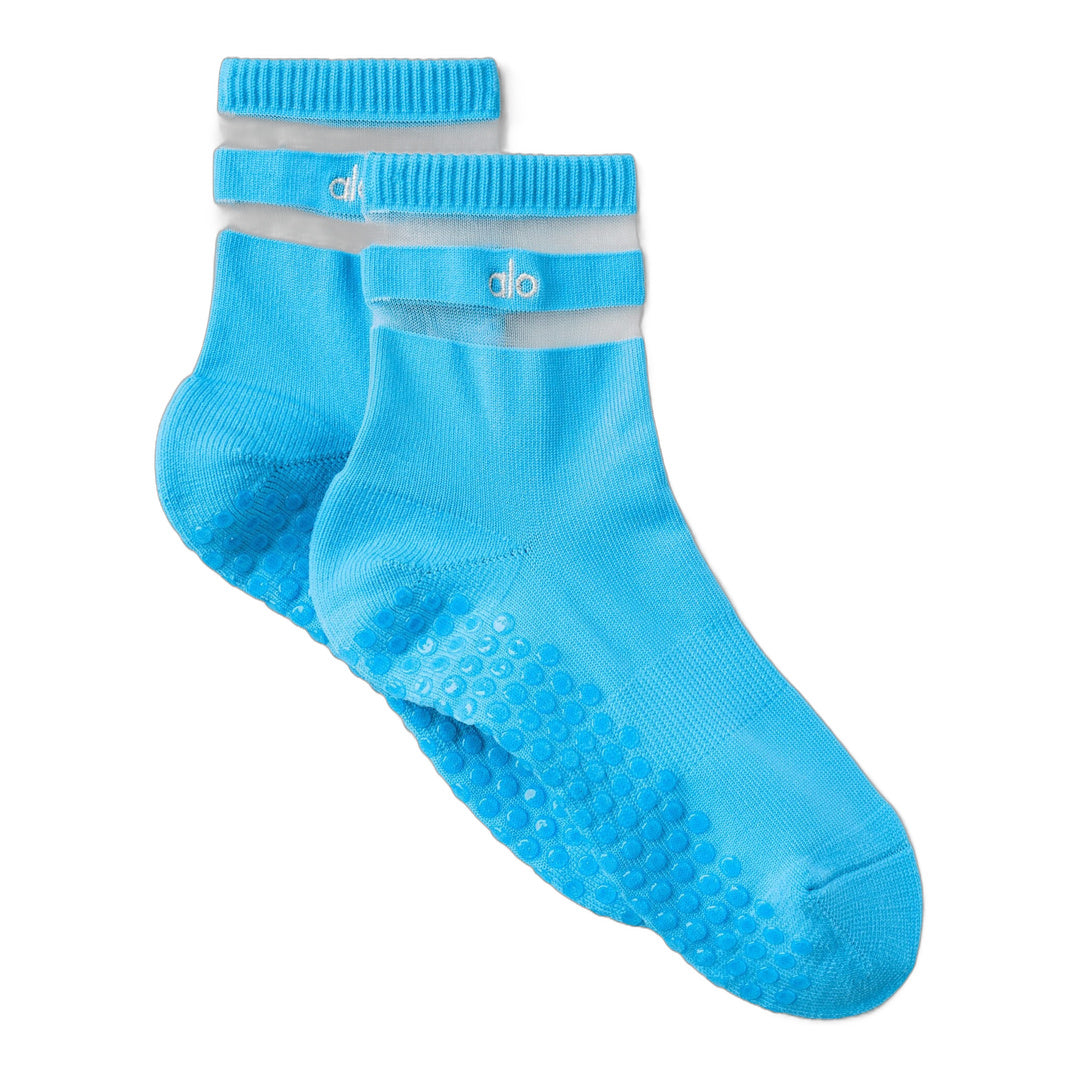 alo Women's Pulse Grip Sock - Azure Blue