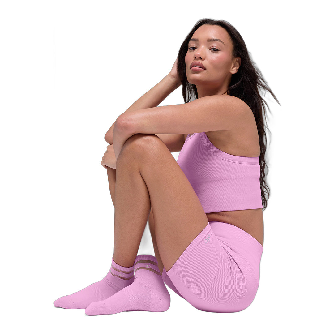 alo Women's Pulse Grip Sock - Candy Heart Pink