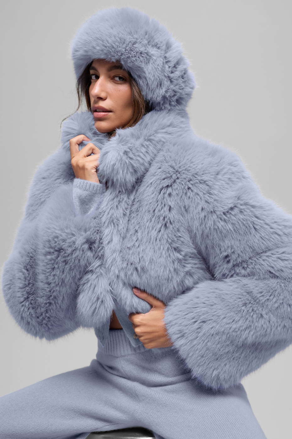 alo Opulent Faux Fur Wintersun Headband - Winter Frost