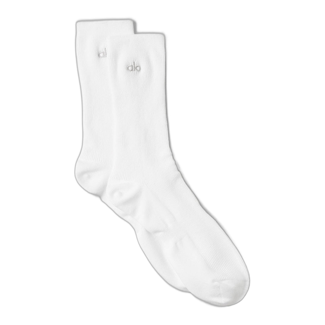 alo Unisex Half-Crew Understated Sock - White