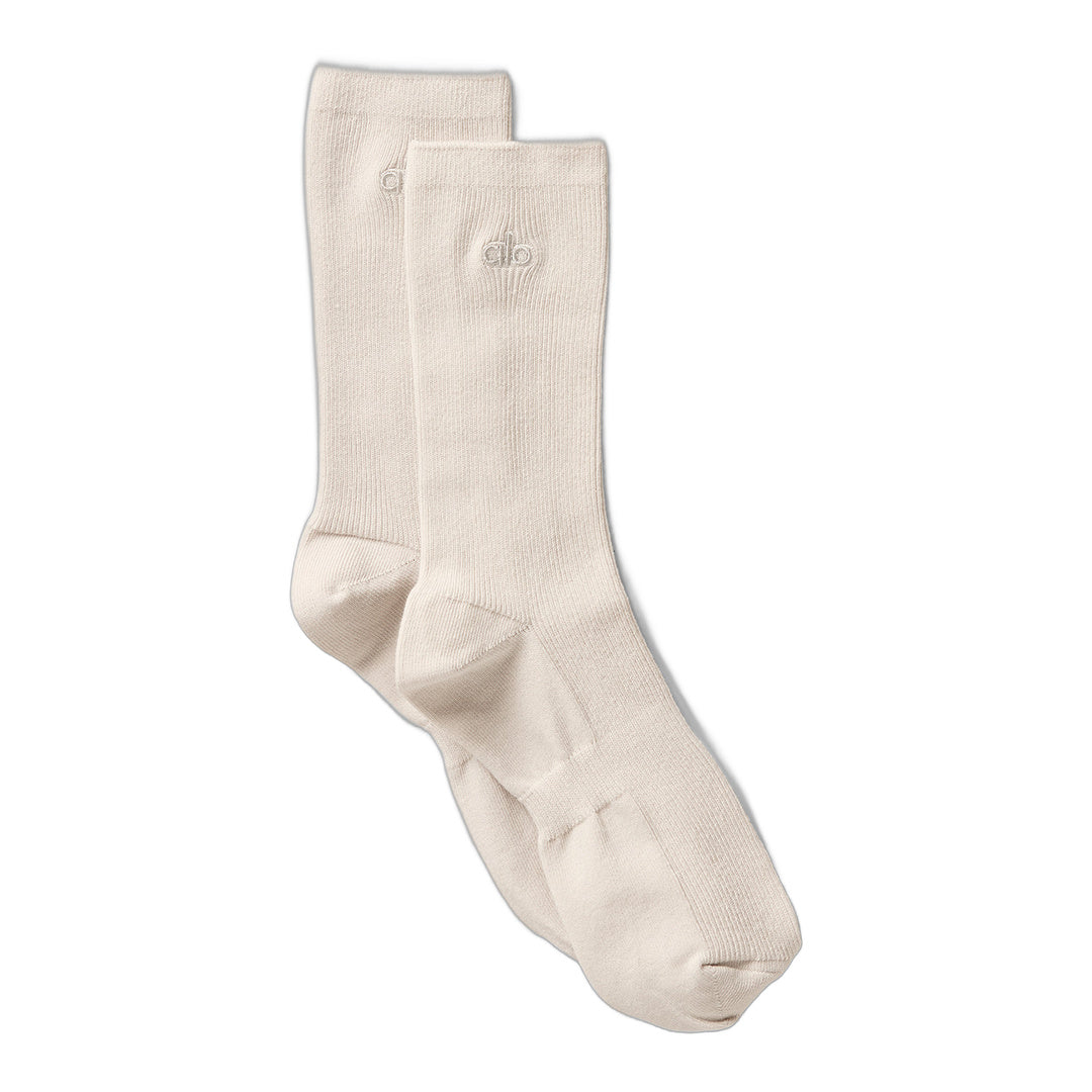 alo Unisex Half-Crew Understated Sock - Bone