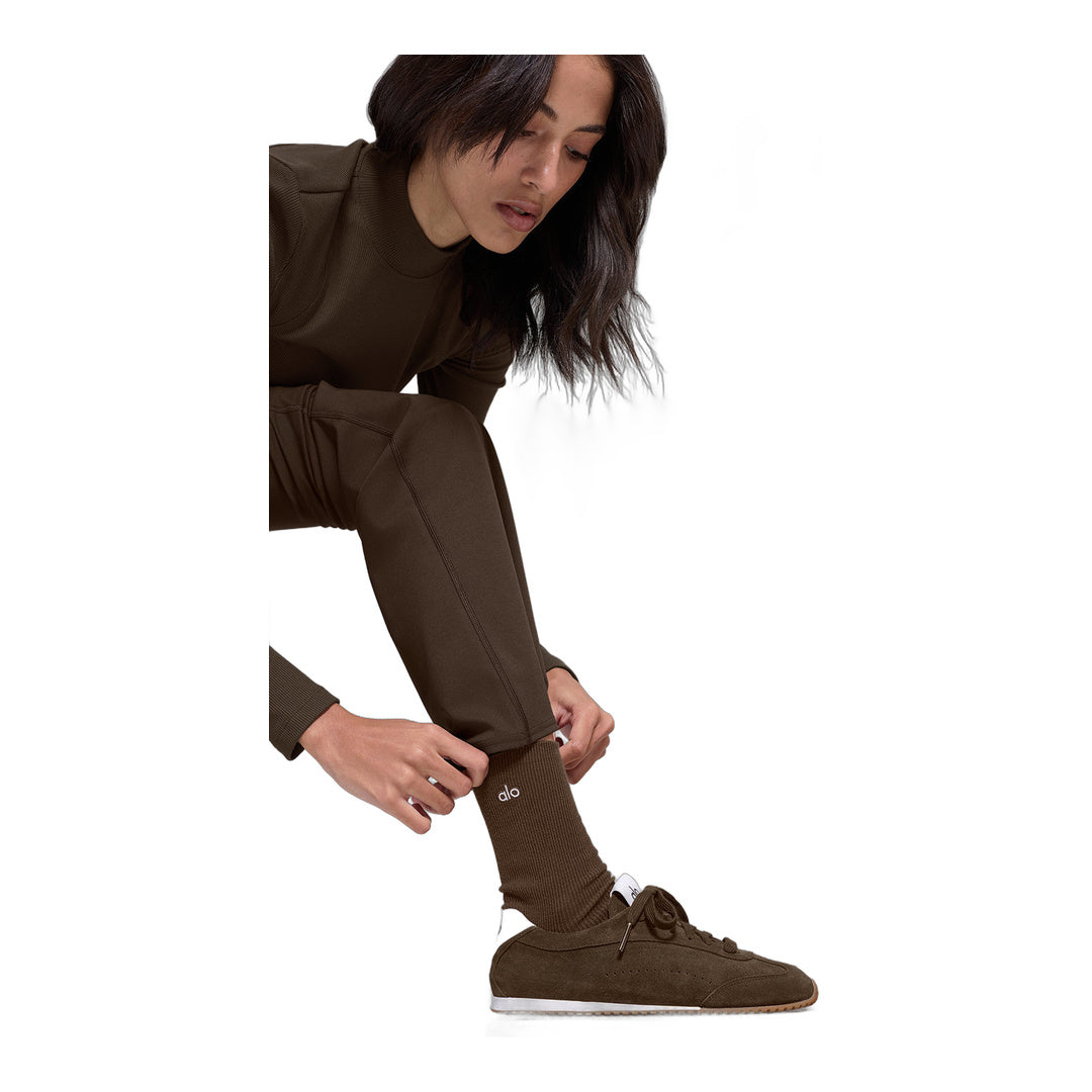 alo Unisex Half-Crew Understated Sock - Espresso