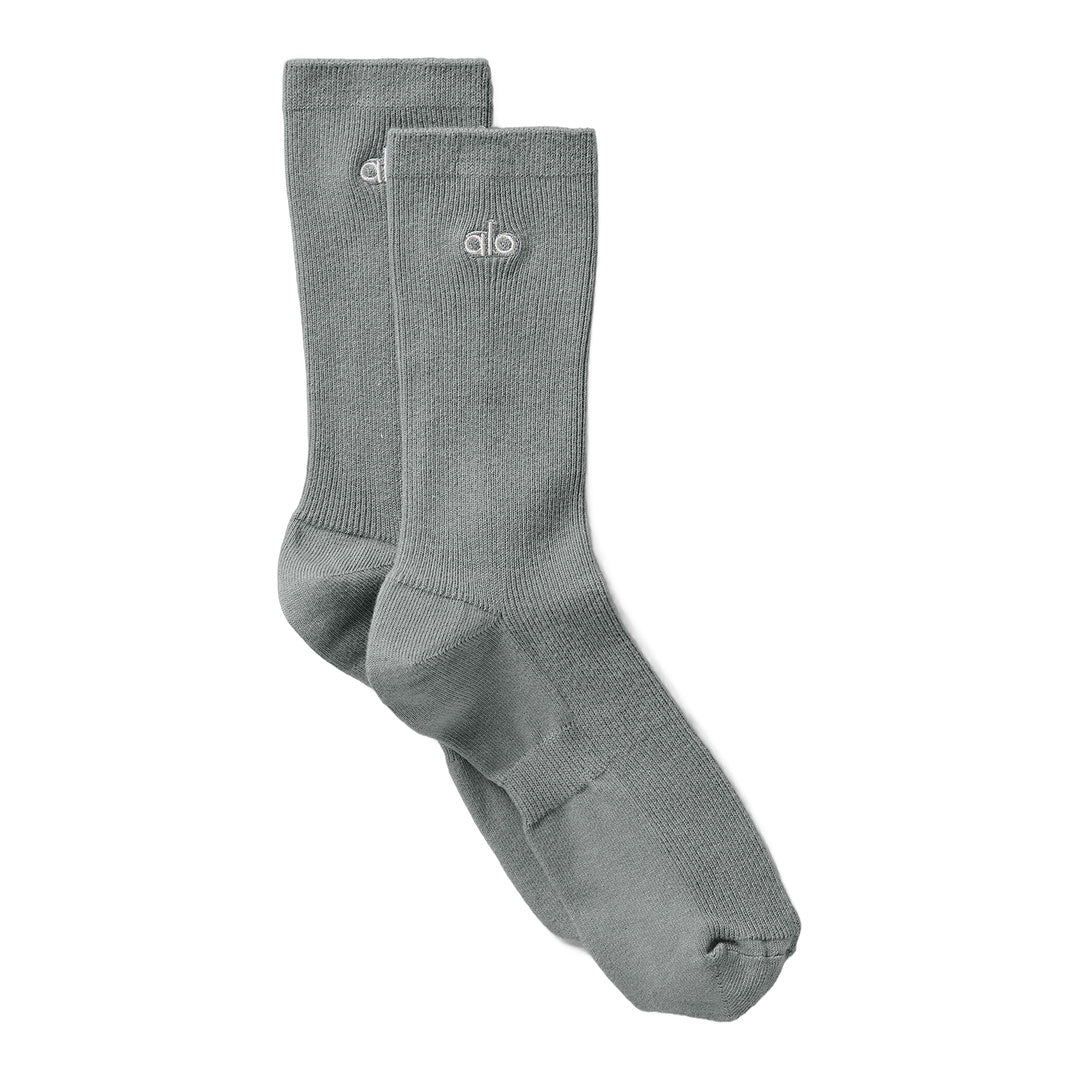 alo Unisex Half-Crew Understated Sock - Lunar Grey