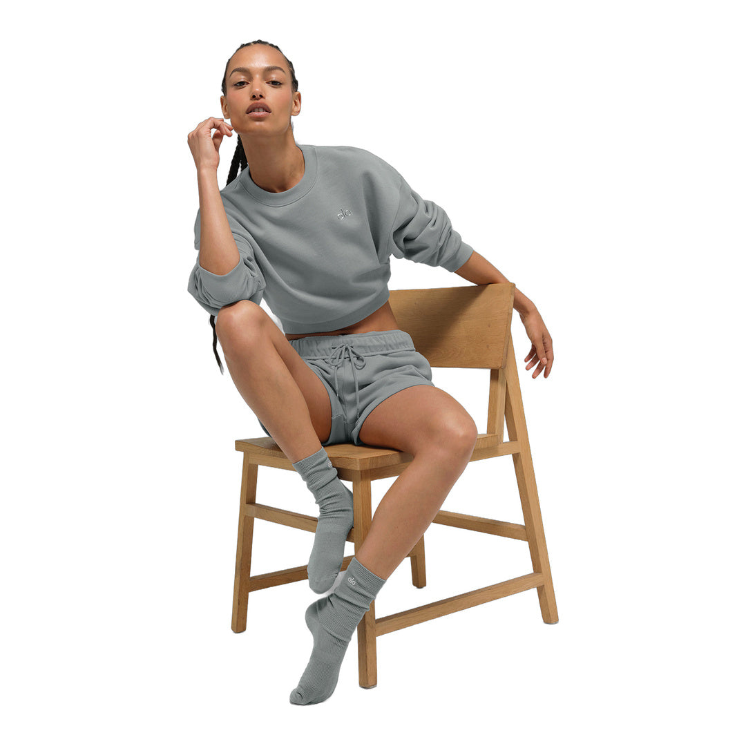 alo Unisex Half-Crew Understated Sock - Lunar Grey
