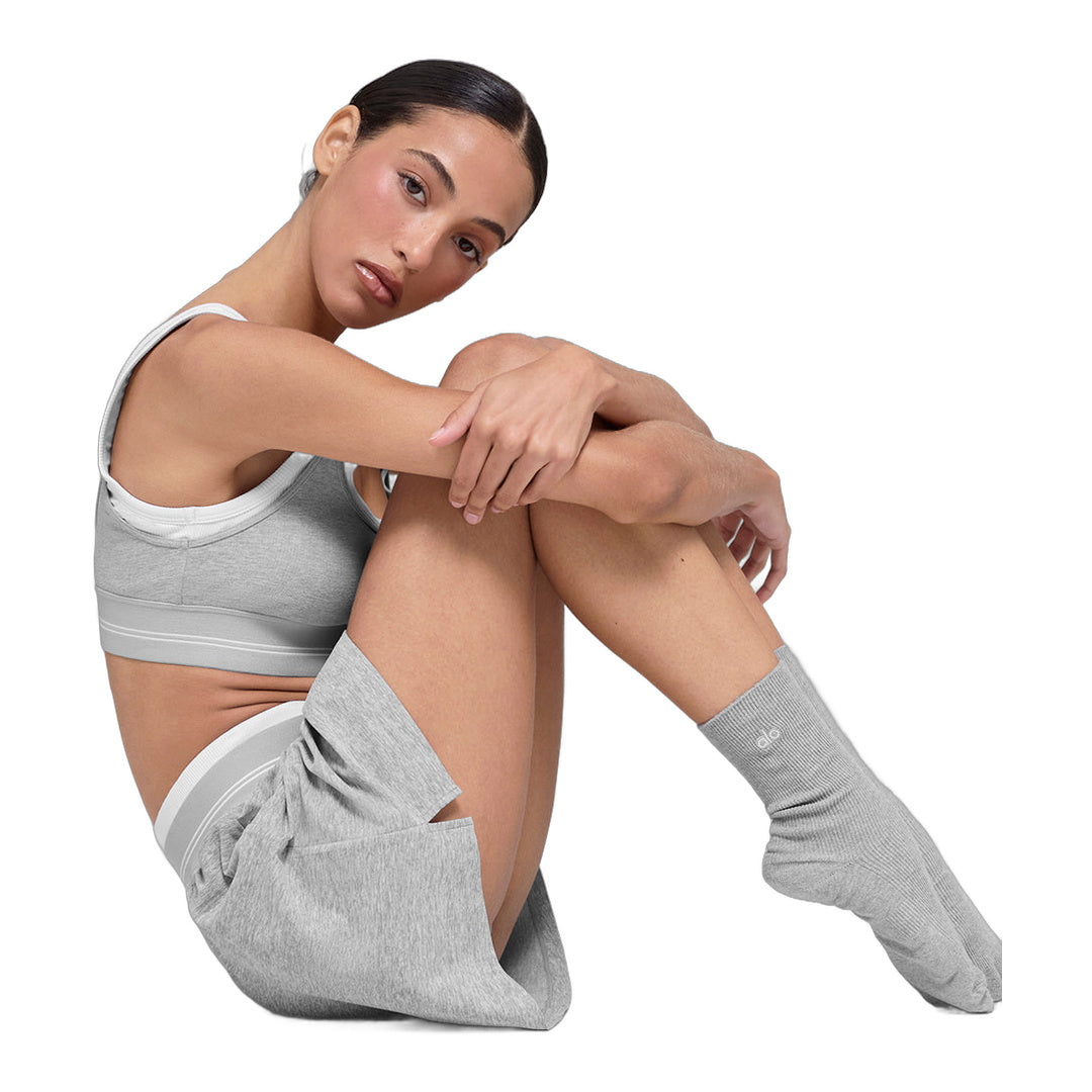 alo Unisex Half-Crew Understated Sock - Athletic Heather Grey
