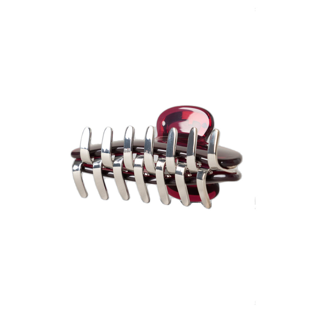 ALO Acrylic Illusion Claw Clip - Rich Bordeaux/Chrome