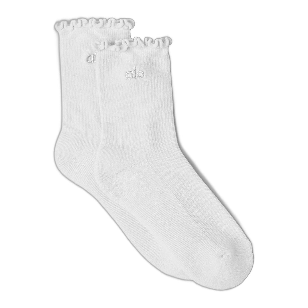 alo Women's Lettuce Edge Sock - White