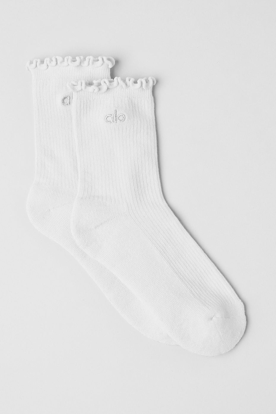 alo Women's Lettuce Edge Sock - White