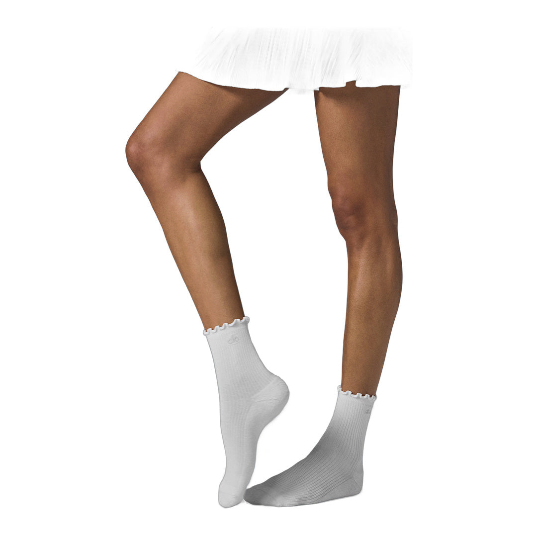 alo Women's Lettuce Edge Sock - White