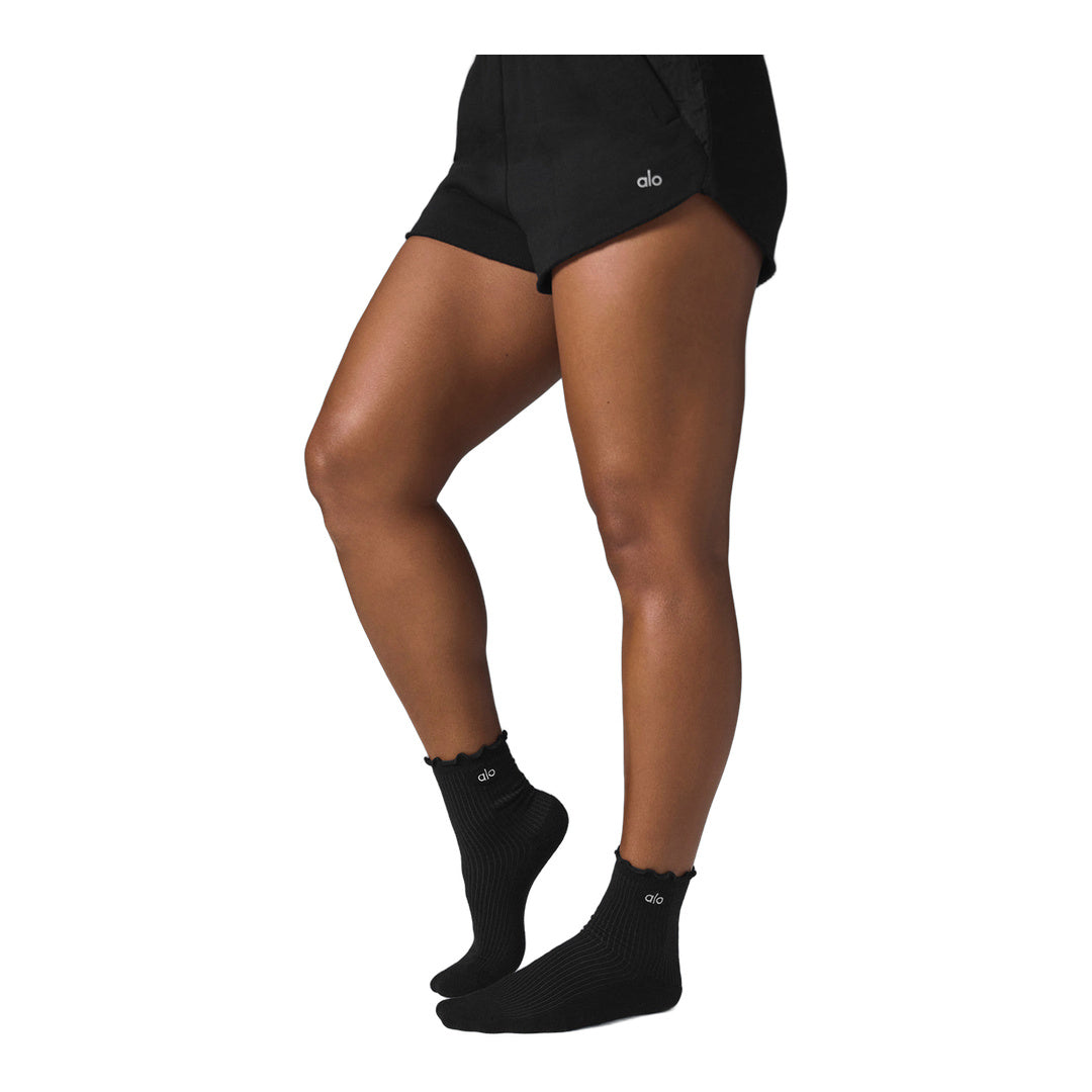 alo Women's Lettuce Edge Sock - Black